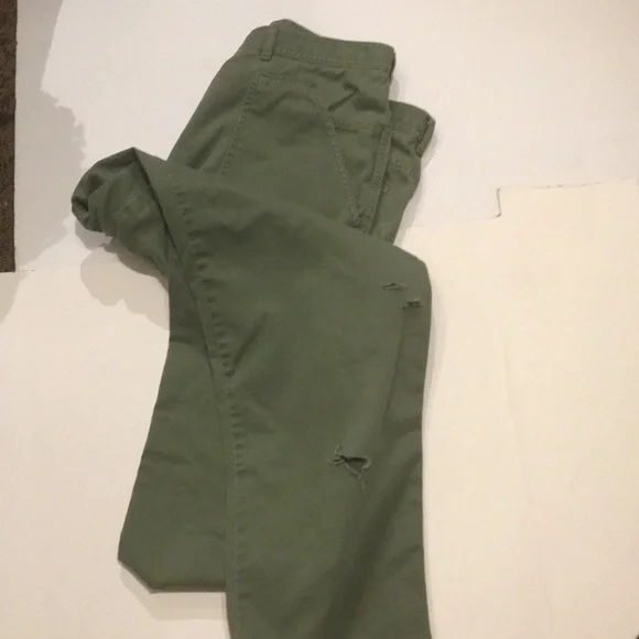 RL Vintage CARGO RALPH LAUREN WIDE LEG Army Green PANTS Raw Hem Size 12 - Picture 2 of 14